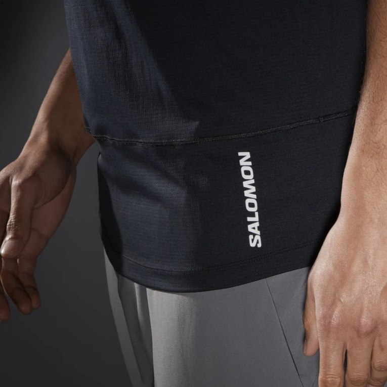 Salomon Cross Run Short Sleeve Men's T-Shirts Black | CA 38T64